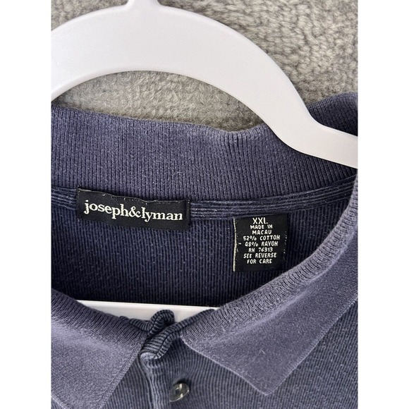 Joseph & Lyman Polo Shirt Mens Size XXL Blue Ribbed Short Sleeve Collared - Picture 3 of 5
